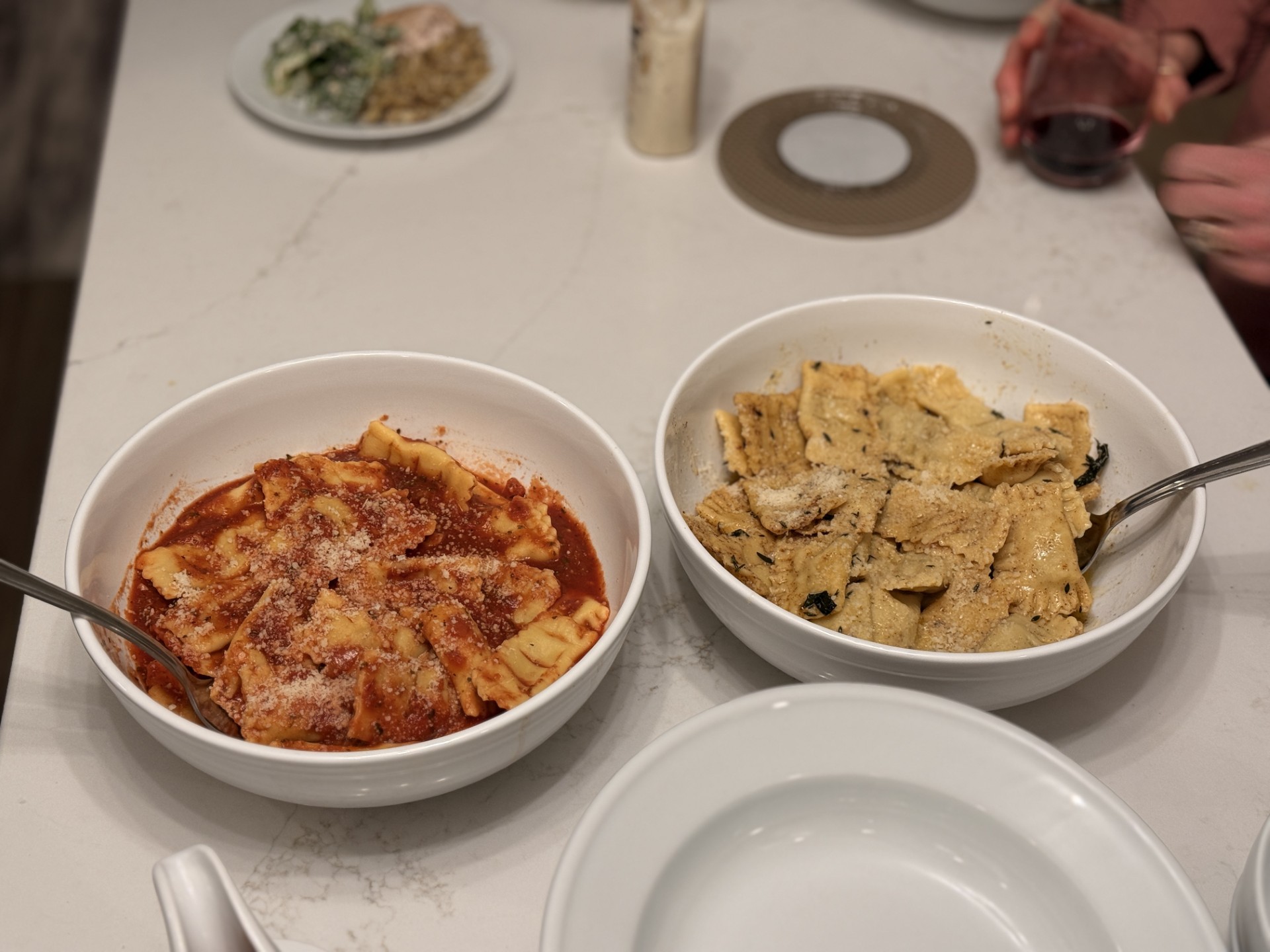 Close-up of finished pasta with sauce on Christmas Eve